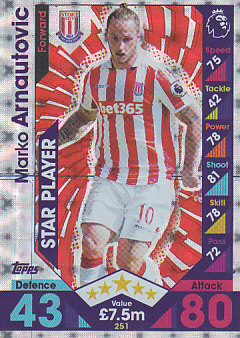 Marko Arnautovic Stoke City 2016/17 Topps Match Attax Star Player #251